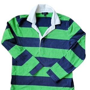 Ladies J. Crew Preppy Rugby Shirt Rugby Stripes Kelly Green & Navy